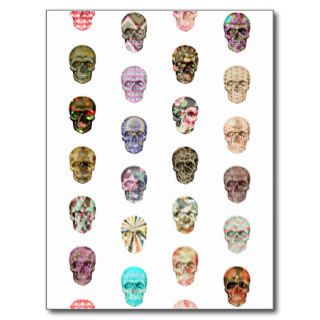 Funny Girly Colorful Skulls floral & Patterns Postcards