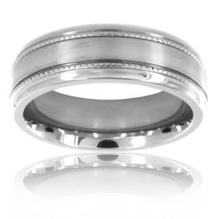 Titanium Grain Inlay Brushed Ring West Coast Jewelry Men's Rings