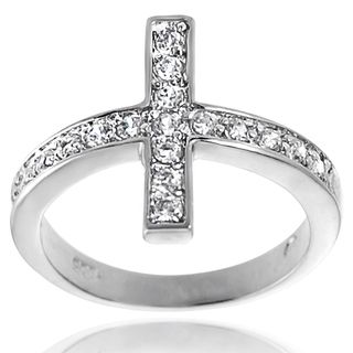 Tressa Collection Sterling Silver Cubic Zirconia Sideways Cross Ring Tressa Cubic Zirconia Rings