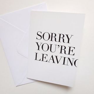 'sorry you're leaving' goodbye card by hello dodo