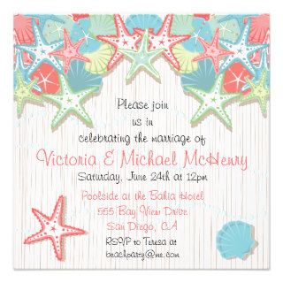 Seashell Post Wedding Reception Party Invitations