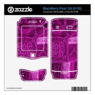 Trendy Chic Decorative Patchwork Flowers Pink BlackBerry Pearl Decal