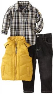 Kenneth Cole Baby boys Infant Vest with Shirt and Jean, Yellow, 6 9 Months Clothing