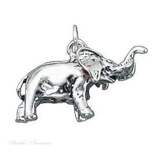 Sterling Silver 3D African Or Indian Elephant Animal Charm Jewelry