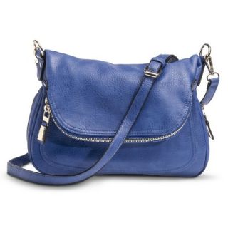 Moda Luxe Solid Messenger Handbag with Removable Crossbody Strap   Blue
