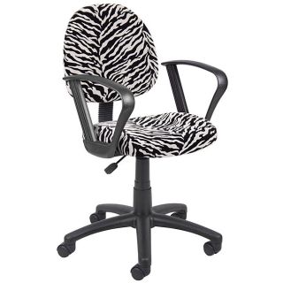Boss Padded Wheeled Task Chair With Black And White Zebra Pattern