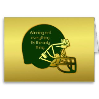 Football Quote in Green Winning Is the Only Thing Cards
