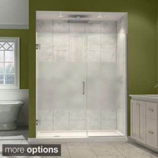 Dreamline Unidoor Plus 72 In. H X 59   60 In. W Frameless Hinged Shower Door, Half Frosted Glass