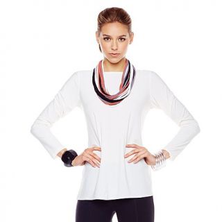 MarlaWynne Jersey Knit Top with Woven Back Detail