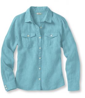 Womens Seacoast Washable Linen Shirt, Long Sleeve
