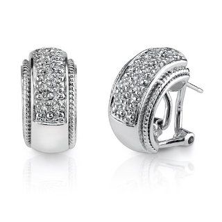 Starlet Sophistication Sterling Silver Rhodium Nickel Finish Celebrity Style Hoop Earrings with Cubic Zirconia Jewelry