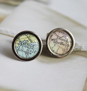 vintage map cufflinks by posh totty designs boutique