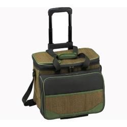 Picnic At Ascot Picnic Cooler For Four/wheeled Cart Natural Fiber/forest Green