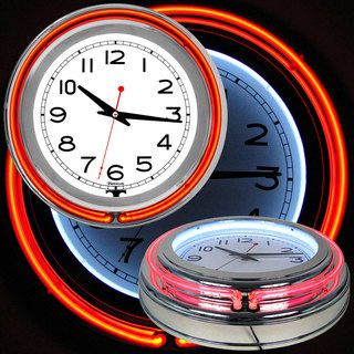 White/ Orange Double Ring Neon Clock