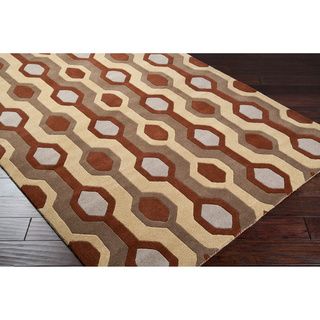 Hand tufted Brown Contemporary Livingston Wool Geometric Rug (6 X 9)