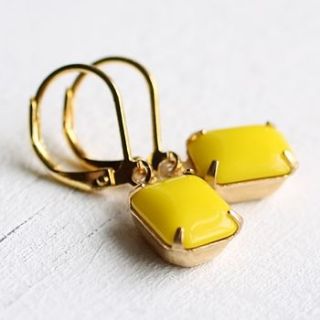 neon yellow earrings by silk purse, sow's ear