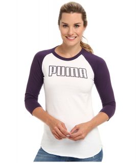 PUMA Logo Raglan Womens Long Sleeve Pullover (White)