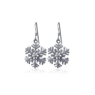LWES036 Sterling Silver Snow Flake French hook Dangle Earrings Woman Earrings Snow Flake Jewelry