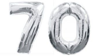 Grabo Giant Silver Number '70' Foil Balloons Decoration   Party Balloons