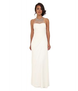 Adrianna Papell Halter Jewel Gown Womens Dress (White)