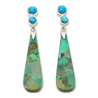 Jay King Sleeping Beauty and Lime Turquoise Sterling Silver Drop Earrings