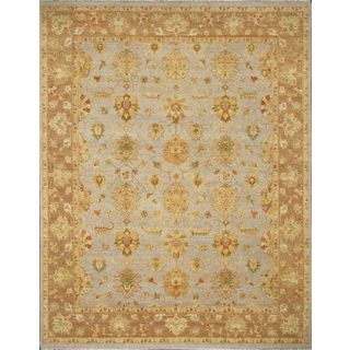 Hand knotted Ziegler Light Blue Beige Vegetable Dyes Wool Rug (6 X 9)