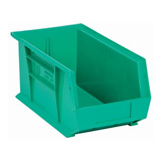 Quantum Storage Heavy Duty Stacking Bins — 14 3/4in. x 8 1/4in. x 7in. Size, Green, Carton of 12  Ultra Stack   Hang Bins
