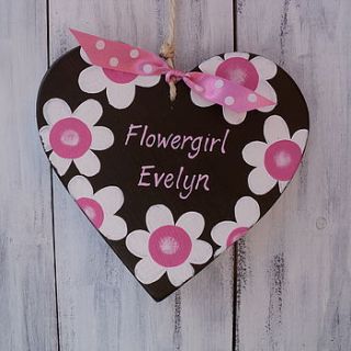 personalised 'bridesmaid or flowergirl' heart by giddy weddings