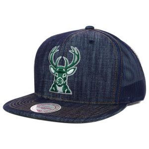 Milwaukee Bucks Mitchell and Ness NBA Denim Trucker Hat