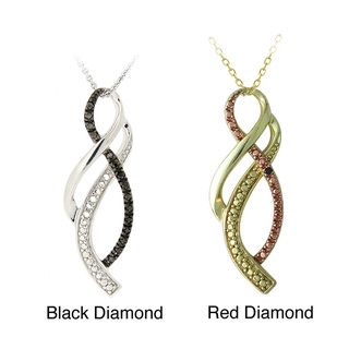 DB Designs Sterling Silver Diamond Accent Ribbon Necklace DB Designs Diamond Necklaces