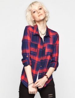 Two Tone Womens Flannel Shirt Red Combo In Sizes Small, X Small, Larg