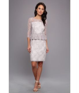 Adrianna Papell 3/4 Sleeve Lace Peplum Dress Womens Dress (Beige)