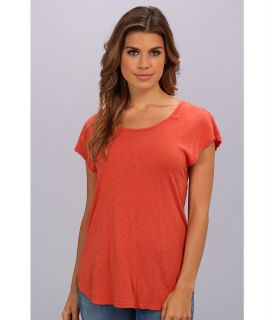 LAmade S/S Deep V Back Tee Womens Short Sleeve Pullover (Orange)