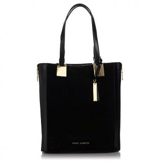 Vince Camuto "Aubri" Black Suede and Leather Tote