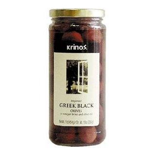 Greek Black Olives (krinos) 1lb, Dr.Wt. 10oz  Kalamata Olives Produce  Grocery & Gourmet Food