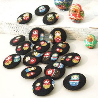russian doll fabric badge set by kaela mills
