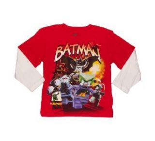 Lego Batman Vs Villians Boys Long Sleeve T shirt (7, Red) Fashion T Shirts Clothing