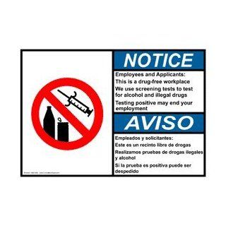 ANSI NOTICE Drug Free Workplace Bilingual Sign With Symbol ANB 8063  Business And Store Signs 