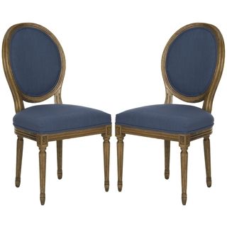 Safavieh Paris Oak/ Navy Oval Oak Side Chairs (set Of 2)