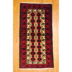 Persian Tribal Balouchi Ivory/ Red Wool Rug (3'4 x 6'7) 3x5   4x6 Rugs