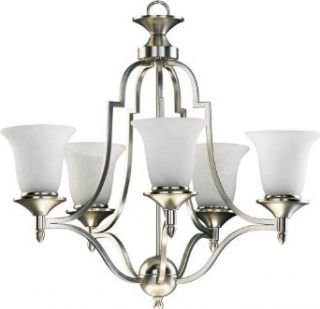 Quorum 615 5 65 Coventry   Five Light Chandelier, Satin Nickel Finish with Faux Alabaster Glass    