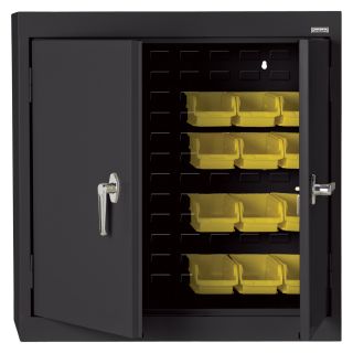 Sandusky Lee Bin Wall Cabinet — Solid Door, 36in.W x 12in.D x 30in.H, Black, Model# WB02361230-09  Wall Cabinets