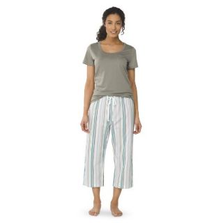 Gilligan & OMalley Womens Tee Shirt/Crop Pajama Set   Dewgood Fern/Stripe