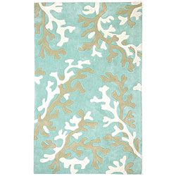 Hand tufted Blue Abstract Rug (76 X 96)