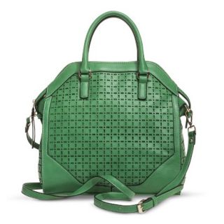 Moda Luxe Perforated Satchel Handbag with Removable Crossbody Strap   Green