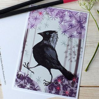 jackdaw postcard by debbie bellaby illustration