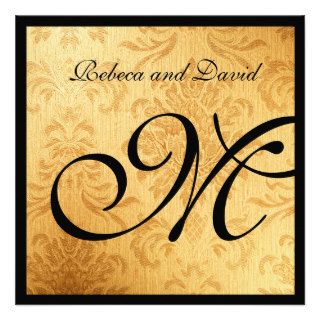 Vintage Gold Elegant Monogram Wedding Invites