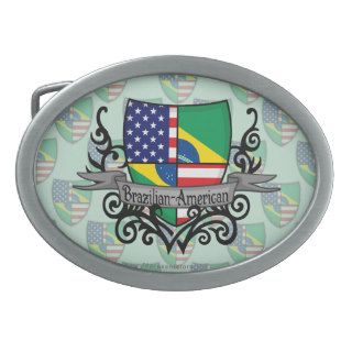 Brazilian American Shield Flag Belt Buckle