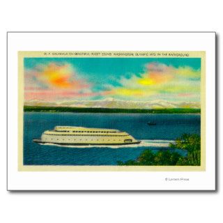 Kalakala Ferry, Puget Sound, Olympic Mountains Postcards