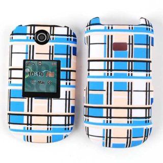ACCESSORY MATTE COVER HARD CASE FOR SAMSUNG CHRONO 2 R270 BLUE WHITE BLOCKS Cell Phones & Accessories